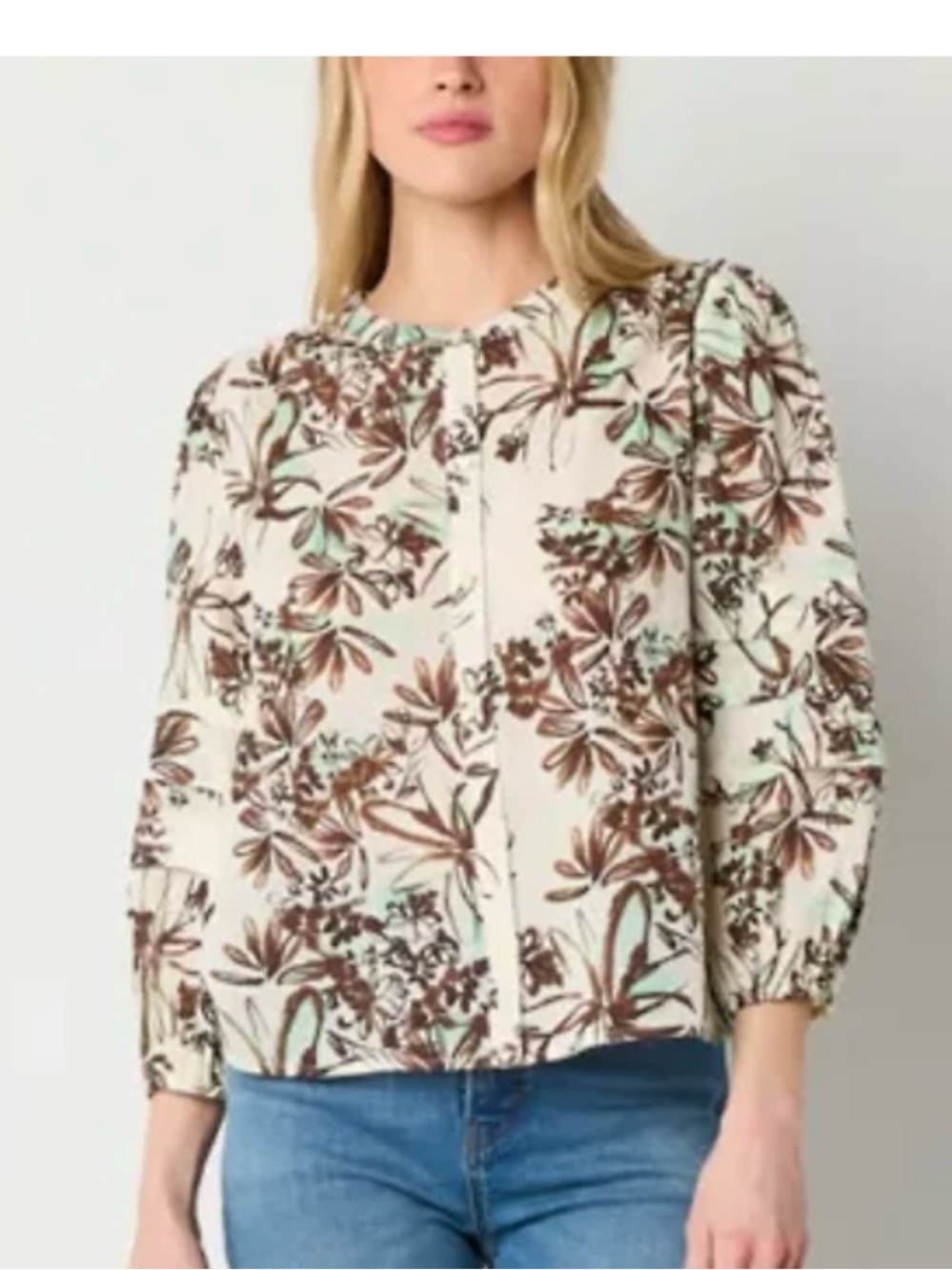 a.n.a Floral Button-Front Top